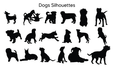 Dog silhouette Black Bundle names vector 