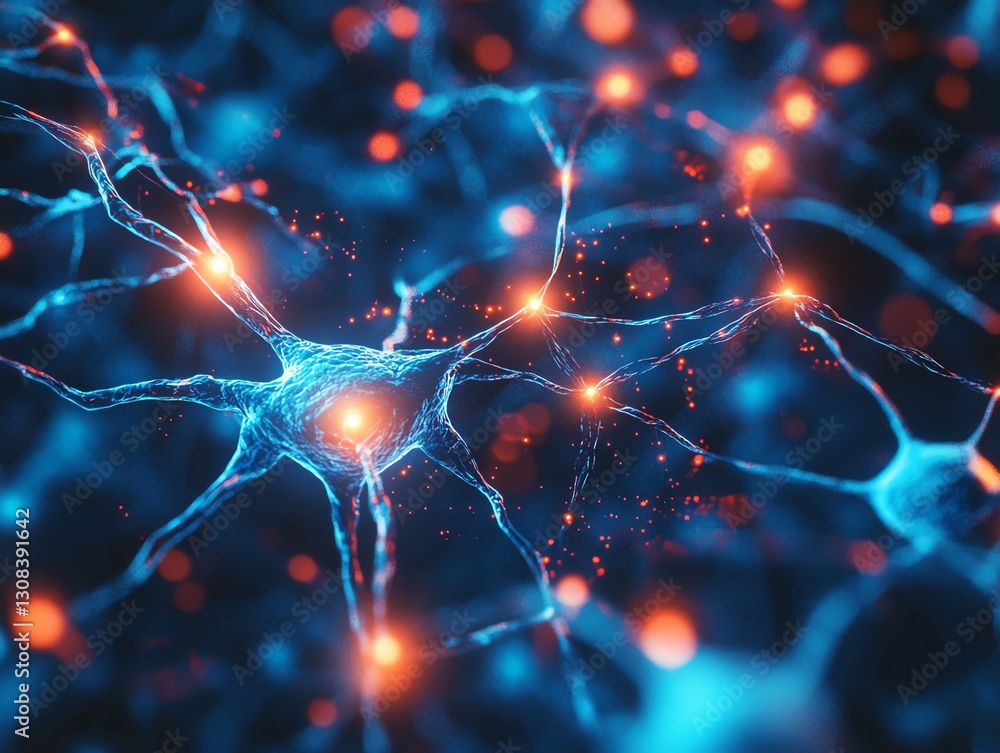 Poster abstract neural connections concept with glowing neural pathways, intricate web of interconnected ne