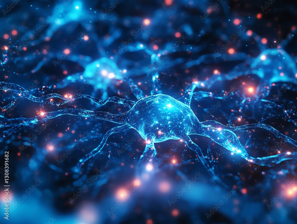Aufkleber abstract neural connections concept with glowing neural pathways, intricate web of interconnected ne