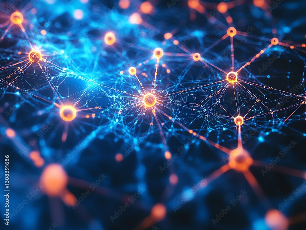 Leinwandbilder abstract neural connections concept with glowing neural pathways, intricate web of interconnected ne