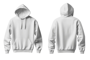 Blank white hoodie, front and back view