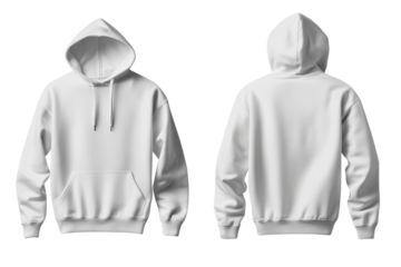 Blank white hoodie, front and back view