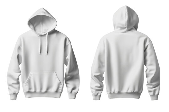 Blank white hoodie, front and back view