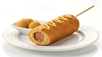 hot dog with mustard