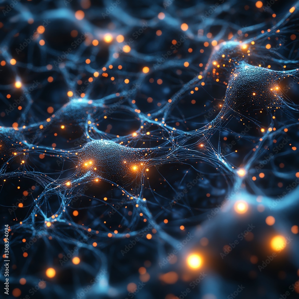 Leinwandbilder hightech neural network with glowing light connections, intricate digital pathways, deep learning co