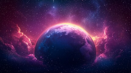 Obraz premium Earth in a Cosmic Nebula