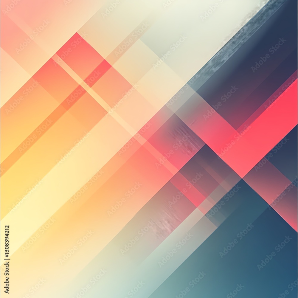 Poster Minimalist abstract geometric background with subtle lines and shapes, soft pastel gradients blending with sharp angles, modern and clean aesthetic