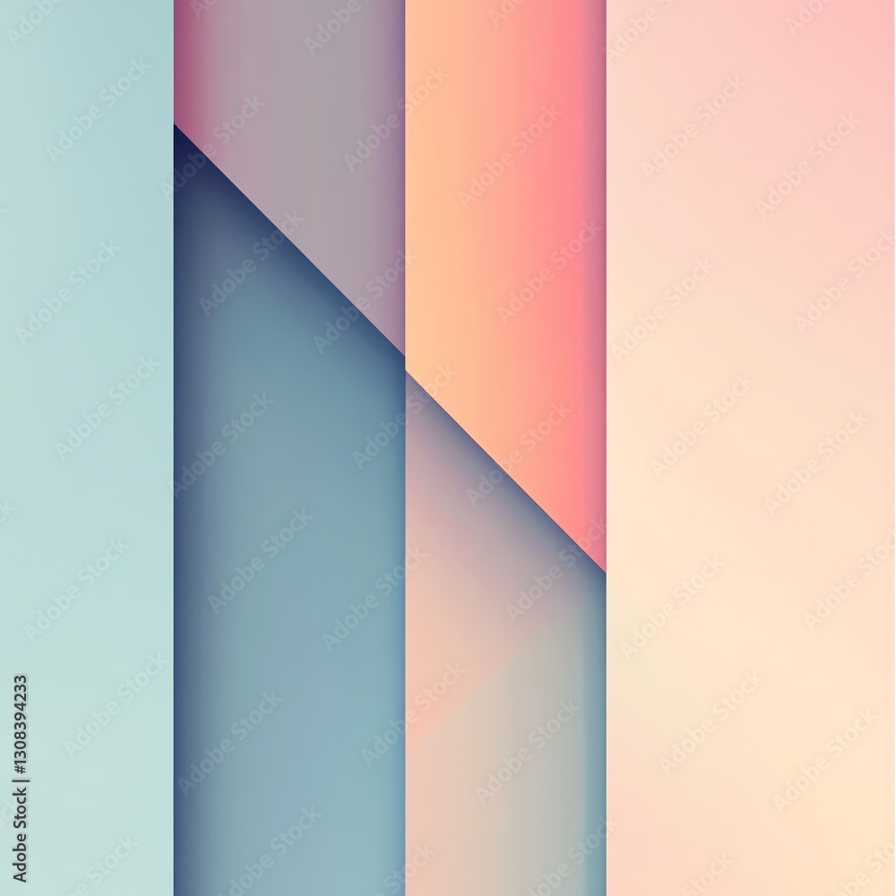 Leinwandbilder Minimalist abstract geometric background with subtle lines and shapes, soft pastel gradients blending with sharp angles, modern and clean aesthetic