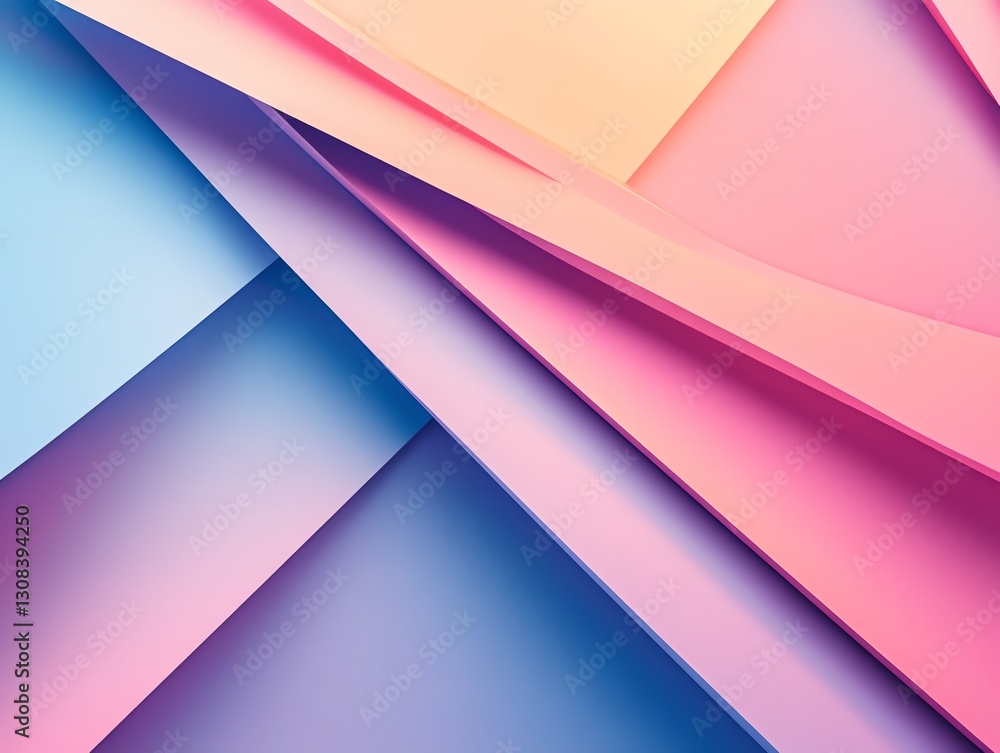 Aufkleber Minimalist abstract geometric background with subtle lines and shapes, soft pastel gradients blending with sharp angles, modern and clean aesthetic