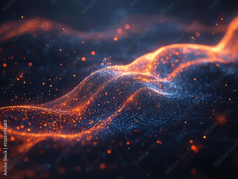 Leinwandbilder neural connections in the brain visualized with glowing light trails, intricate web of digital neuro
