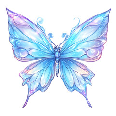 Light blue iridescent butterfly with intricate wing details.