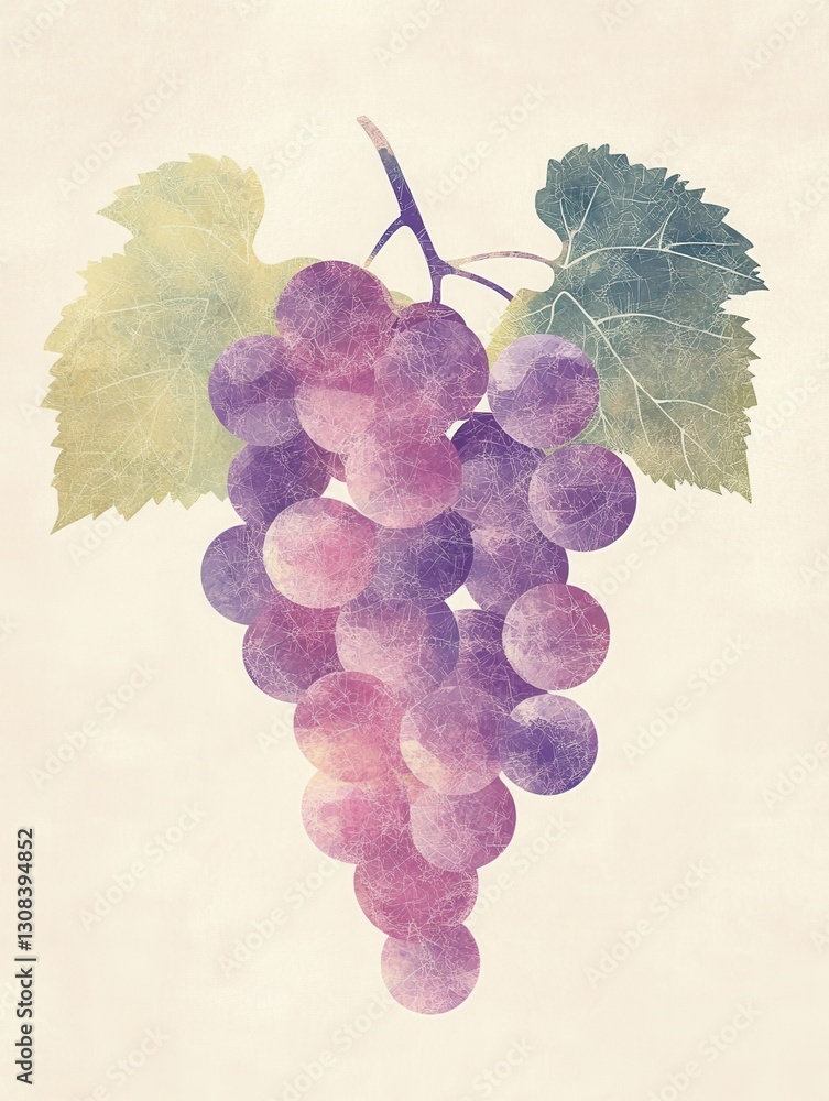 Poster elegant abstract grape bunch logo featuring soft purple hues in a modern artistic style generative a