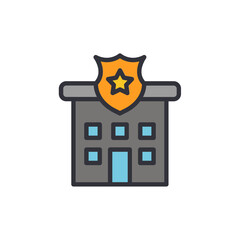 Police office colored icons, minimalist vector illustration ,simple transparent graphic element .Isolated on white background