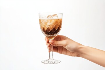 Obraz premium Toasting with Iced Coffee Glass isolated on white 