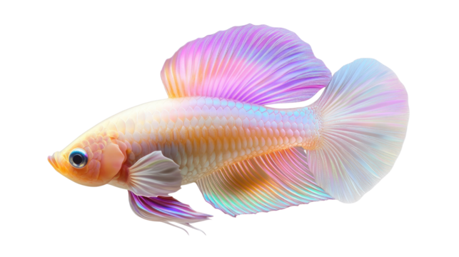 A fish with a pink body and yellow tail