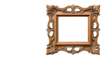 A wooden frame with a white background