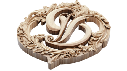A wooden sign with the letter V carved into it