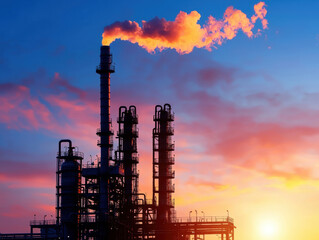Industrial refinery representing low-carbon infrastructure with realistic photography highlighting modern technology