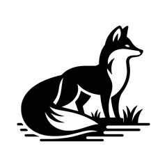 Fototapeta premium Simple Flat Black Forest Fox Vector Illustration & Logo Design