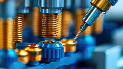 Industrial machine with a robust metal shaft showing precision engineering in a low-impact manufacturing environment