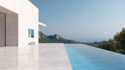 Fototapeta premium Stunning pool with a breathtaking view of the ocean elevating the luxury experience of a beautiful coastal home