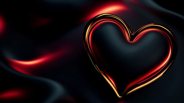 Czarno czerwone serca 3d, nowoczesne tło generative ai 