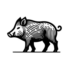 Fototapeta premium Simple Flat Wild Boar Vector Illustration & Logo Design