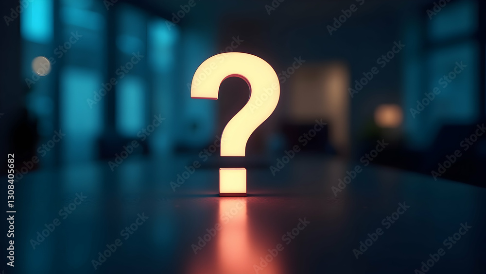 Fototapete exploring customer support interactions: a holographic question mark symbolizing curiosity and inqui