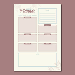 weekly planner template vector