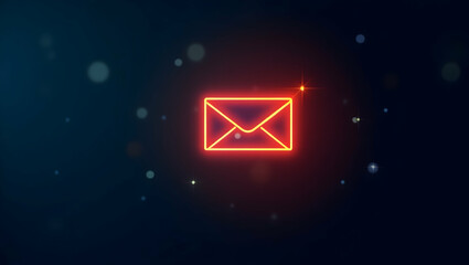 Glowing Email Icon with Red Alert: Visualizing New Messages in Stock Photo