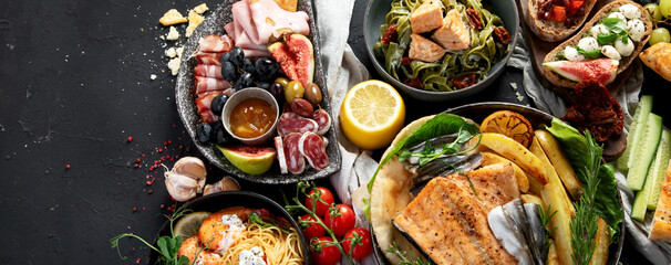 Mediterranean dishes concept.