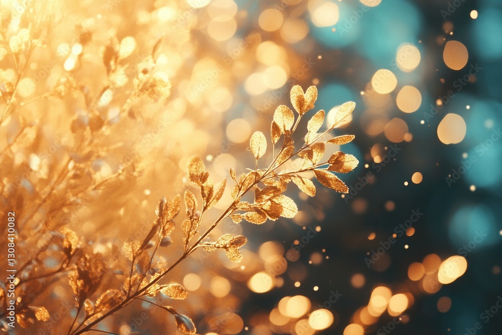Poster capture of warm golden glow with vintage color palette and abstract texture evoking feelings of nost