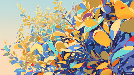 Shrub Cartoon Colorful Illustration