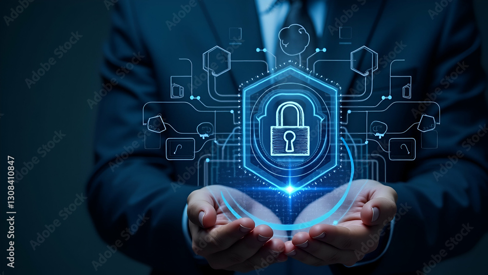 Aufkleber flat holographic ai related keywords (e.g. business security education) being selected concept as ho