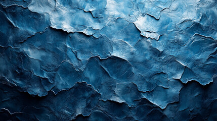 Fototapeta premium Textured Blue Surface: An abstract, textured surface of a deep blue hue, capturing the raw, weathered look of cracked paint.