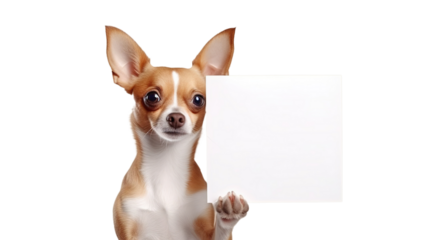 Friendly Dog Presenting Empty Paper on Transparent Background – Content & Info Concept
