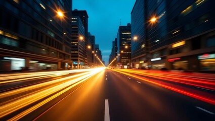 Obraz premium Urban Energy: Blurred City Lights and Motion Streaks in Abstract View