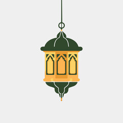 A Flat-Style Islamic lantern (Fanous) on a Plain White Background
