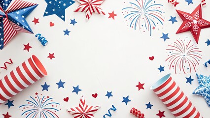 Fototapeta premium 4th of July Silhouette Photography: Fireworks, Flag, Celebration, American Independence Day