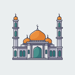 A Flat-Style Mosque on a Plain White Background