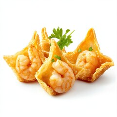 Shrimp wontons isolated on white background 