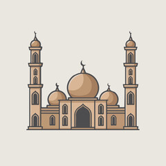 A Flat-Style Mosque on a Plain White Background