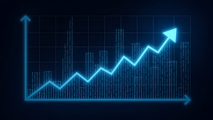 Glowing chart representing process optimization and cost reduction in an efficiency dashboard concept as Efficiency dashboard displaying a glowing chart for process optimization and cost reduction str