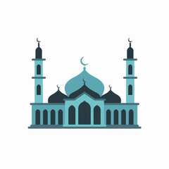 A Flat-Style Mosque on a Plain White Background