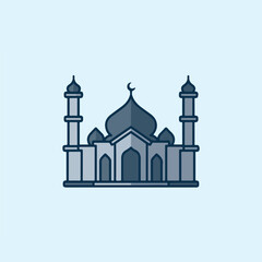 A Flat-Style Mosque on a Plain White Background