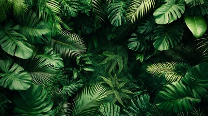 Wraparound jungle canopy frame featuring varied leaf shapes and sizes, from tiny ferns to massive palm fronds, carefully balanced composition of architectural plants, sophisticated monochromatic