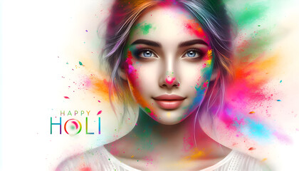 Holi festival of color greeting design background.