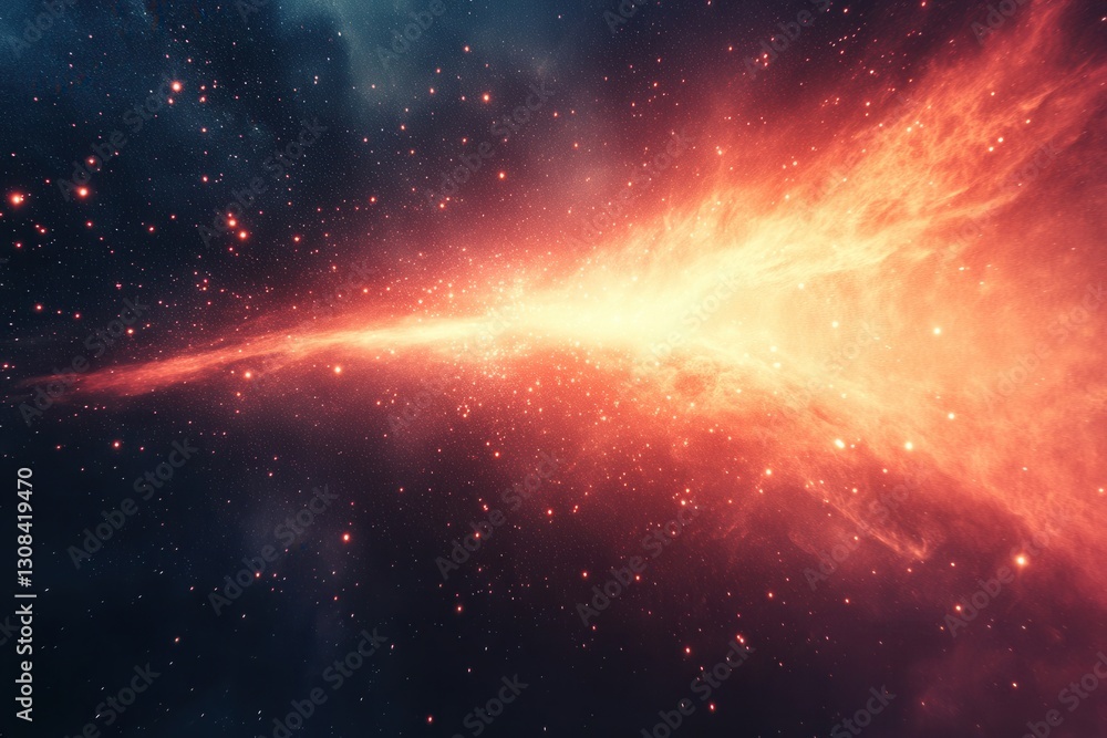 Aufkleber vibrant light breaking through darkness with sparks of color in a cosmic abstract background generat