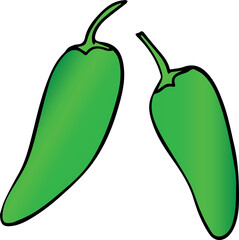 green hot chili pepper isolated vector, PNG