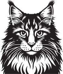 Maine coon cat vector in black and white